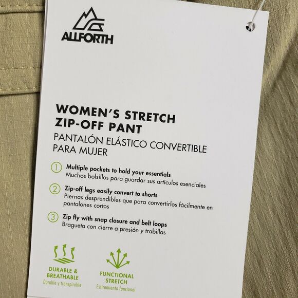 Allforth Womens Pants Size 4 Convertible Khaki Nesting 7" Zip Off Relaxed Fit - Picture 8 of 10